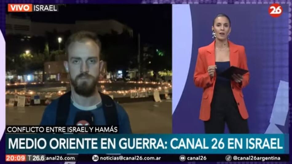 Guerra en Medio Oriente, Canal 26 en Israel. Foto: Captura Canal 26.
