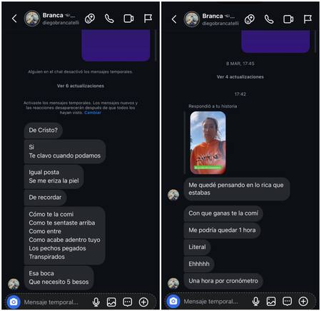 Los chats filtrados entre Diego Brancatelli y Luciana Elbusto. Foto: redes sociales.
