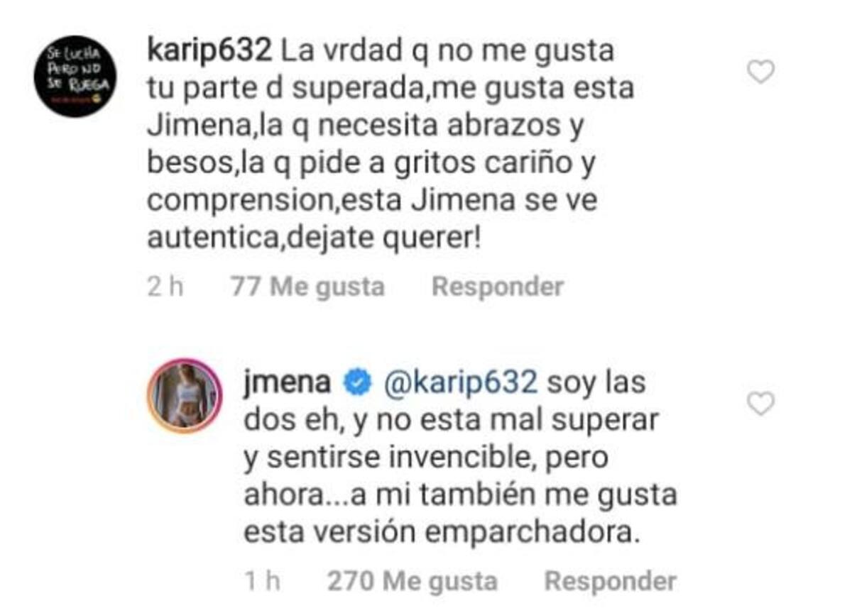 Jimena Barón, respuesta en Instagram