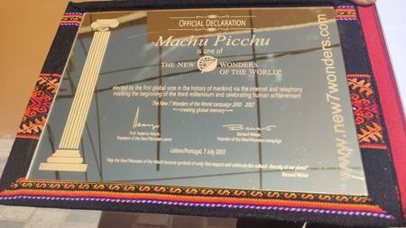 Placa de Machu Picchu.