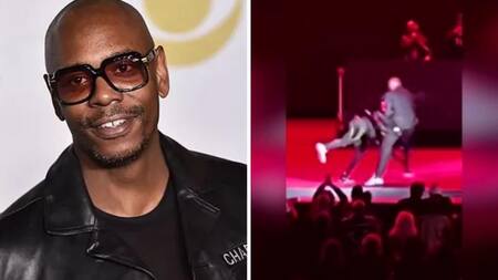 Ataque al comediante Dave Chappelle sobre el escenario. Fotos: captura de video y Reuters.