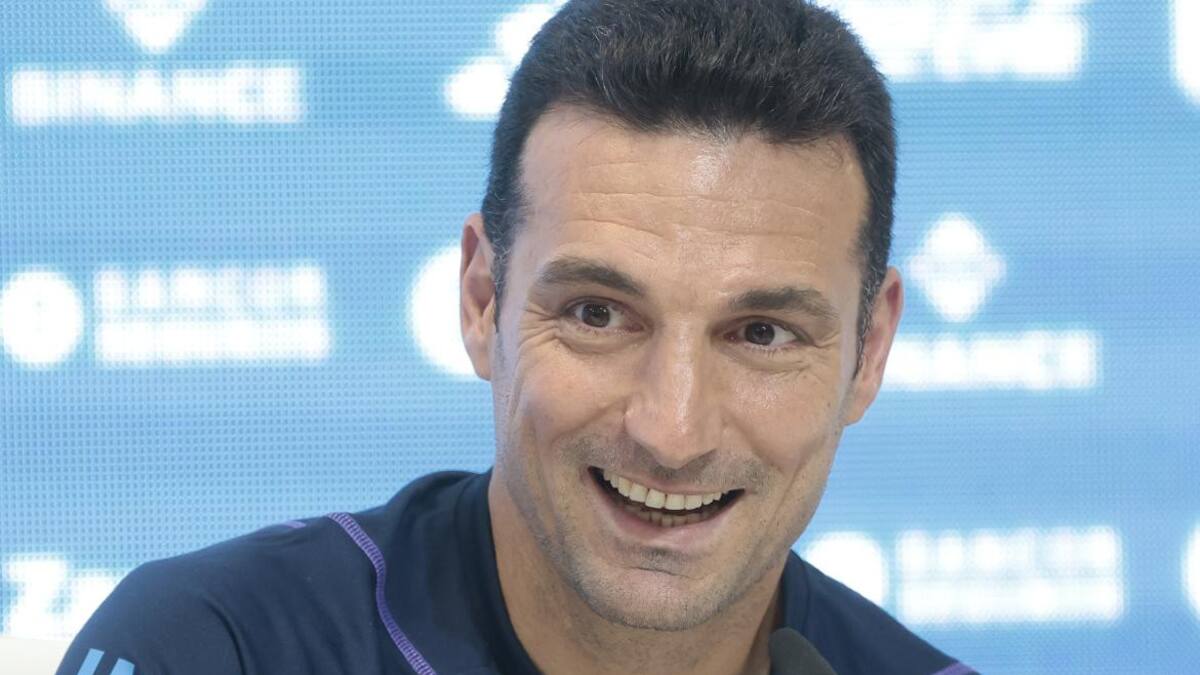 Conferencia de prensa de Lionel Scaloni. Foto: EFE.
