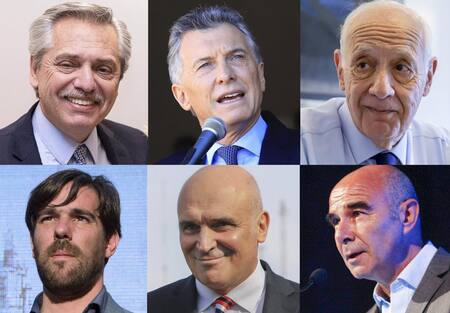 Alberto Fernández, Mauricio Macri, Roberto Lavagna, Nicolás del Caño, José Luis Espert, Juan José Gómez Centurión, NA