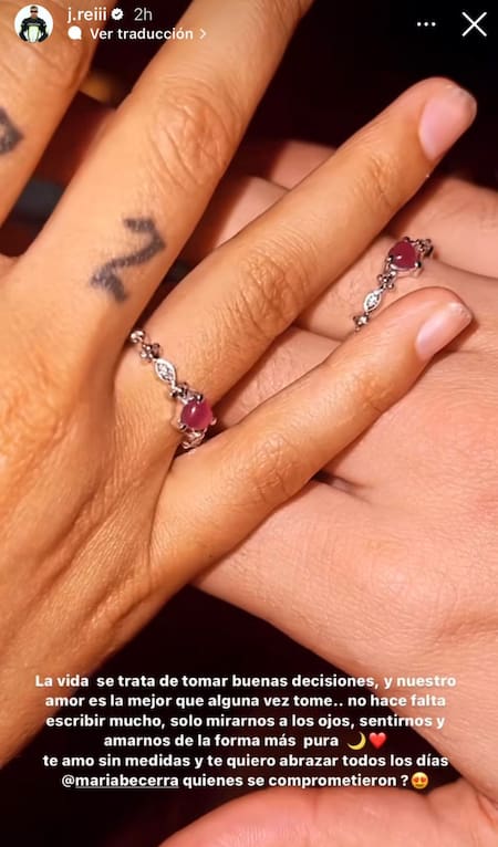 María Becerra y J Rei se comprometieron. Foto: @j.reiii