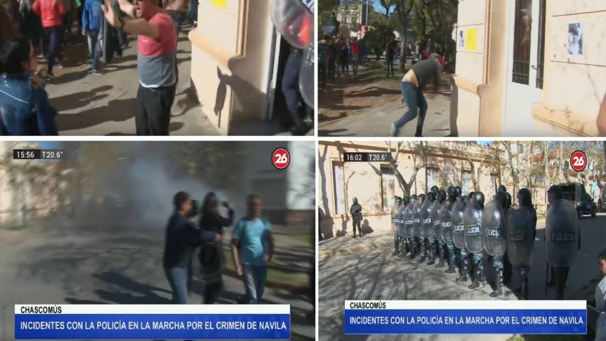 Incidentes en marcha tras el crimen de Navila Garay en Chascomús, Canal 26