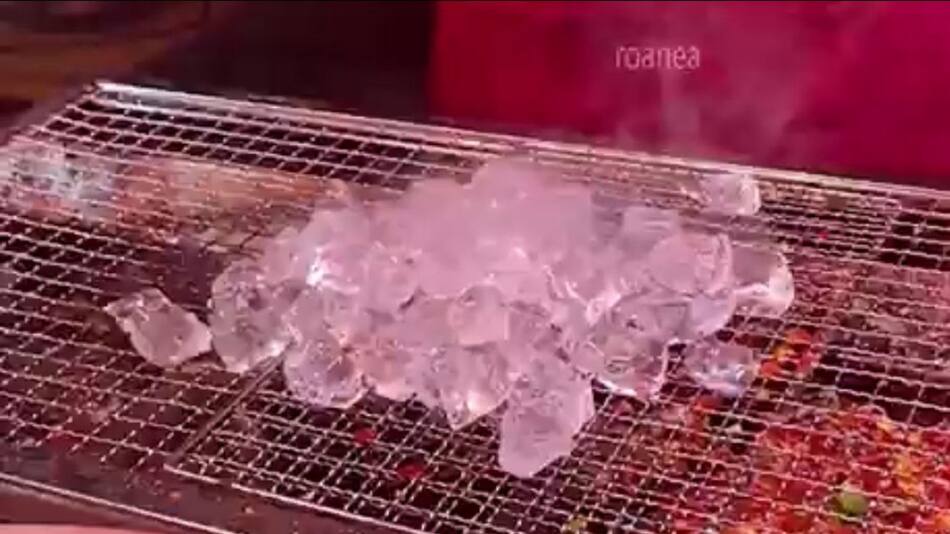 Hielo a la parrilla en China. Foto: captura video