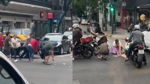 Lluvia de billetes: un hombre en moto iba perdiendo miles de pesos y recuperó todo gracias a la ayuda de los vecinos