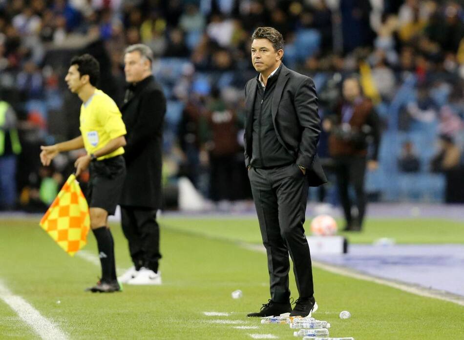 Gallardo y Galtier en el amistoso entre el PSG y el Riyadh Season Team. Foto: REUTERS.