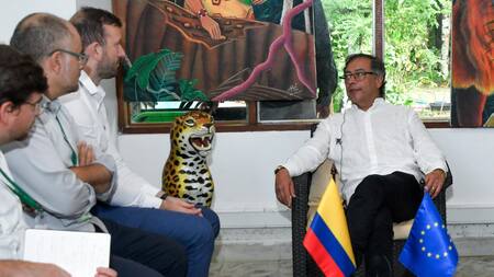 Gustavo Petro se reunió con Virginijus Sinkevicius. Foto: EFE.
