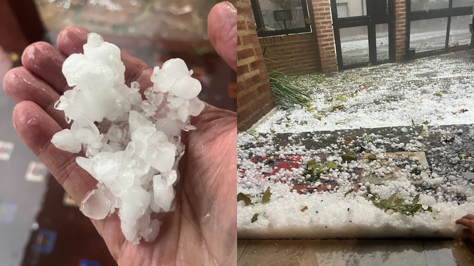 Fuerte granizo en Buenos Aires. Fotos: redes sociales.