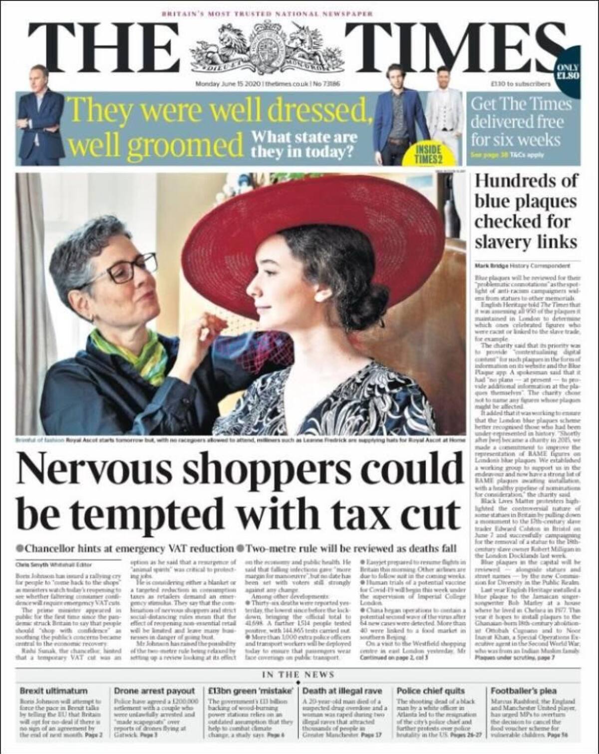 Tapas de diarios, Times, lunes 15 de junio de 2020