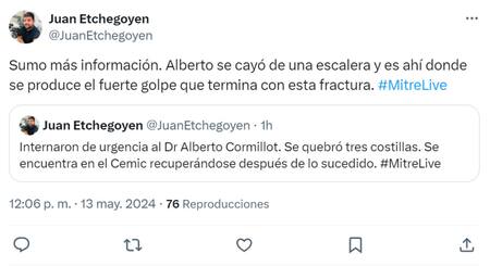 Información sobre la salud de Cormillot. Foto: X.