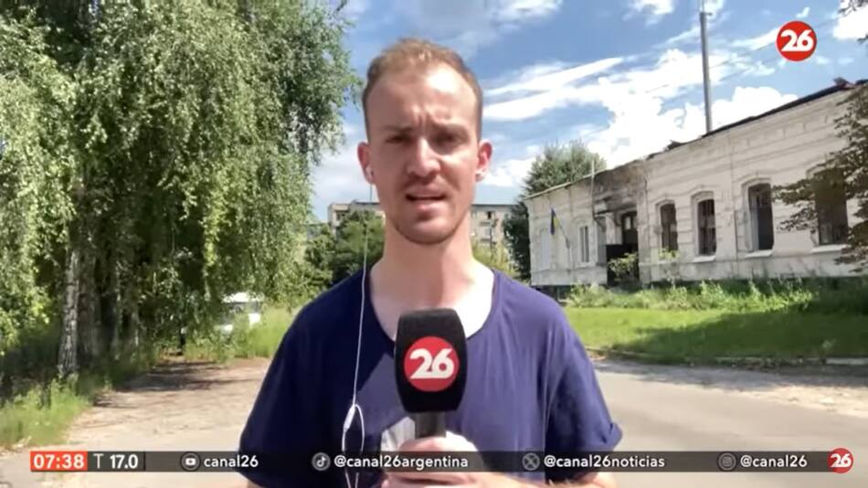 Corresponsal de Canal 26 en guerra de Ucrania. Foto: Canal 26.