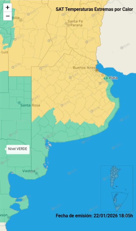 Alerta amarilla por temperaturas extremas en Buenos Aires.