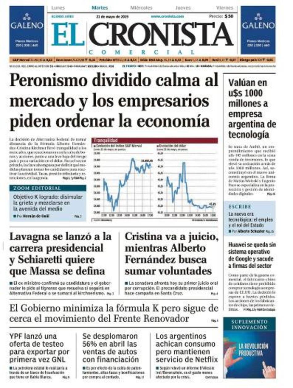 Tapas de diarios - El Cronista martes 21-05-19