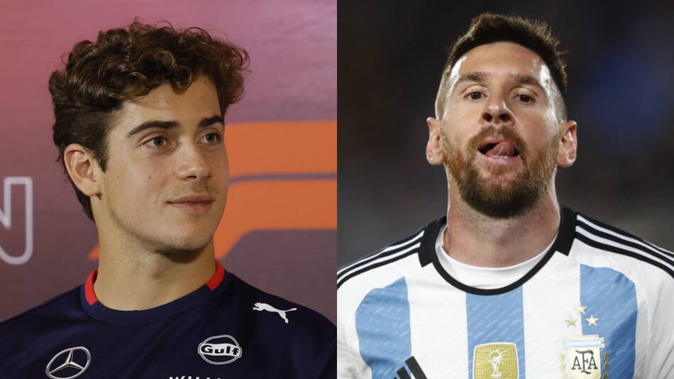 Franco Colapinto y Lionel Messi. Fotos: Reuters.