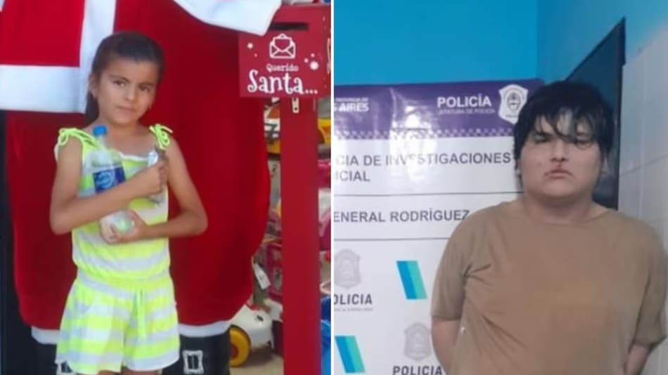 La nena asesinada en General Rodríguez y el detenido por el caso. Foto: Facebook y Policía