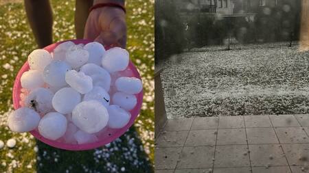 Temporal de granizo en Mar del Plata. Fotos: X.