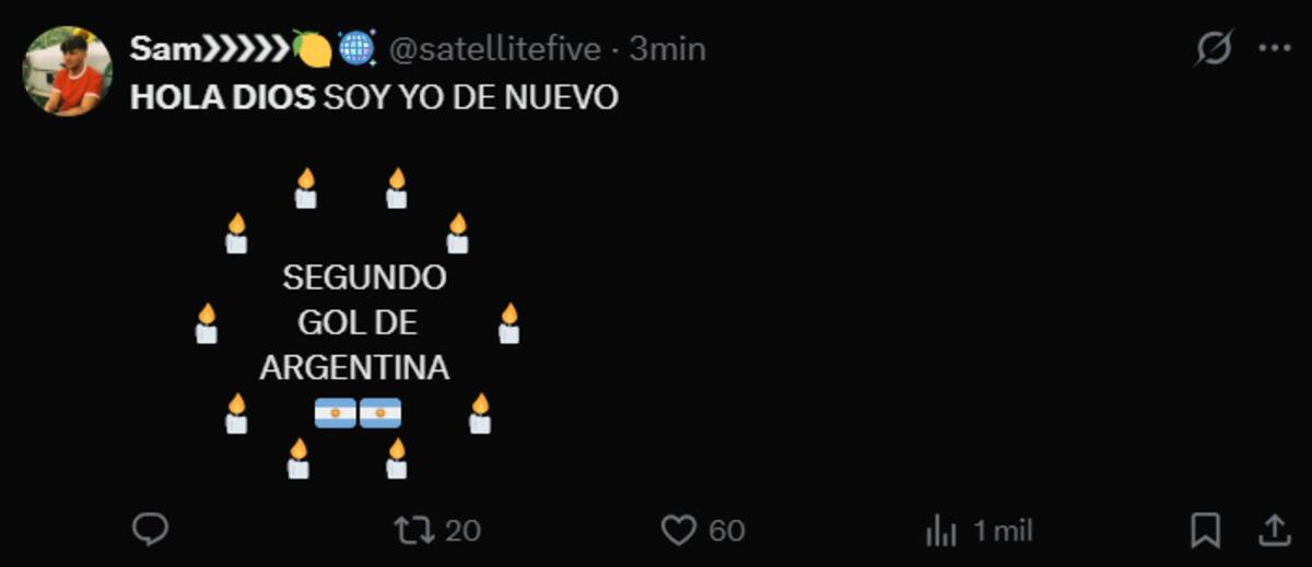 Meme de X por el partido de Argentina.