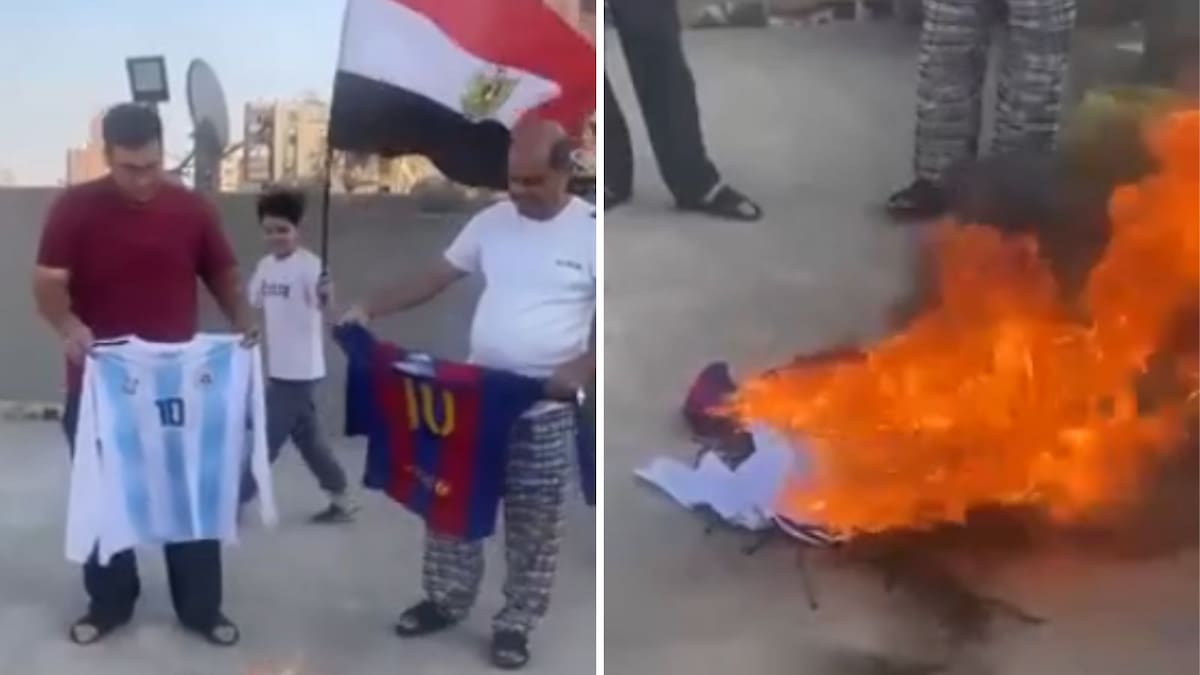 Video: hinchas de Egipto quemaron camisetas de la Selección Argentina y la histórica del Barcelona de Messi