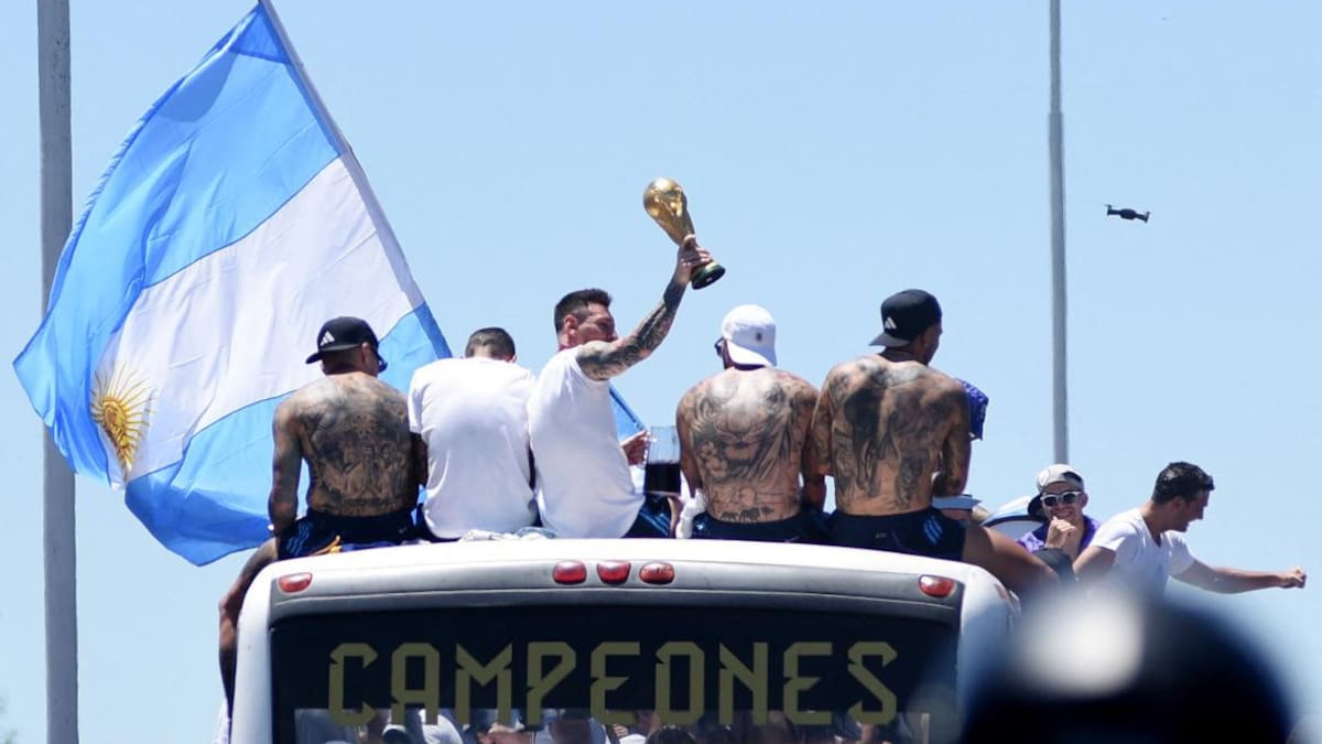 Festejos por Argentina campeón del mundo en Qatar 2022. Foto: Reuters