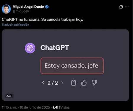 Memes por la caída del ChatGPT. Foto: X.