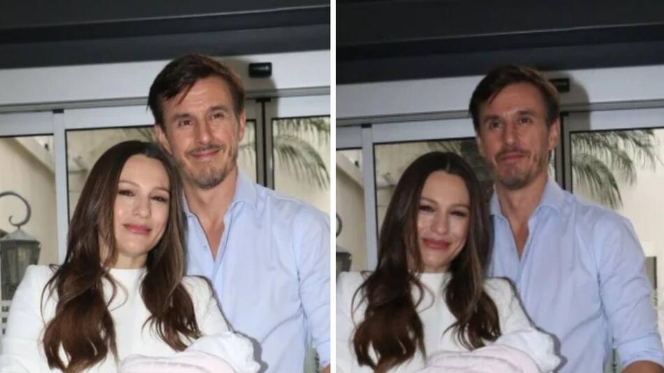 Pampita y Roberto García Moritán, a la salida del sanatorio