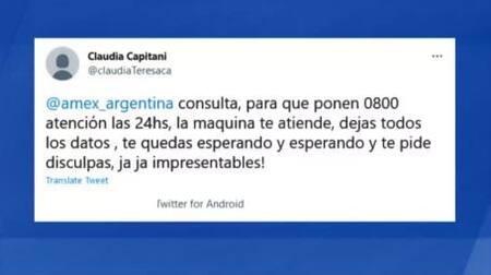 Quejas de usuarios por las tarjetas de American Express. Foto: Twitter.