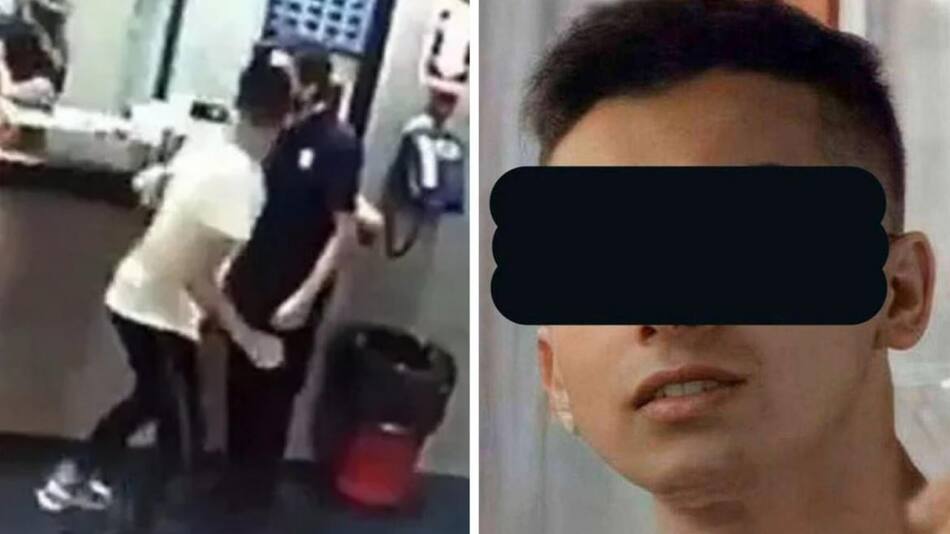 Detenido por golpear a playero. Fotos: captura de video y TN.