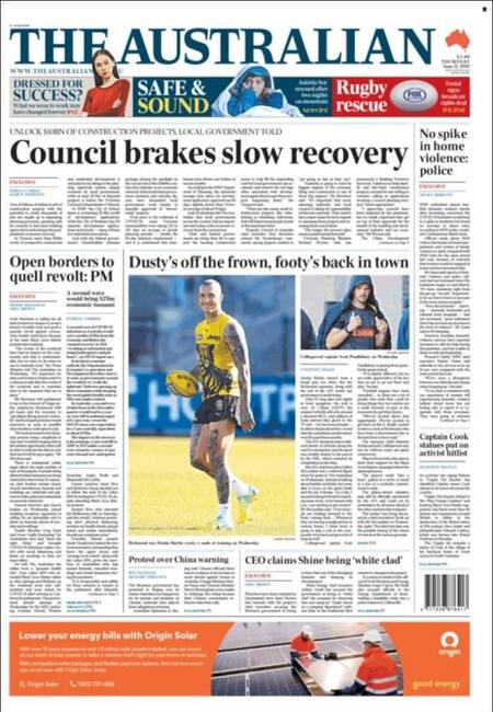 Tapas de diarios, Australia, jueves 11 de junio de 2020