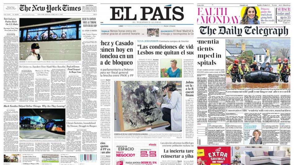 Tapas de diarios, lunes 17 de febrero de 2020
