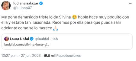 Las buenas vibras para Silvina Luna. Foto: Instagram.
