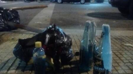 Bombas molotov incautadas a detenidos tras marcha por reforma previsional