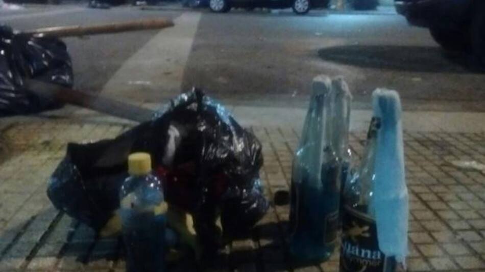 Bombas molotov incautadas a detenidos tras marcha por reforma previsional