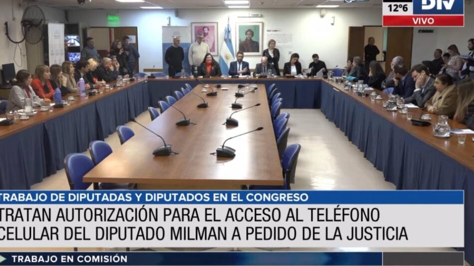 Diputados: Asuntos Constitucionales avaló autorizar a la jueza Capuchetti a investigar el celular del diputado Milman. Foto: Captura de pantalla.