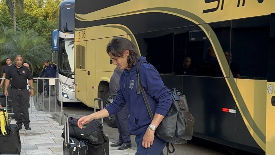 Edinson Cavani en Brasil para la Copa Libertadores. Foto: Gentileza @equipoatodoboca