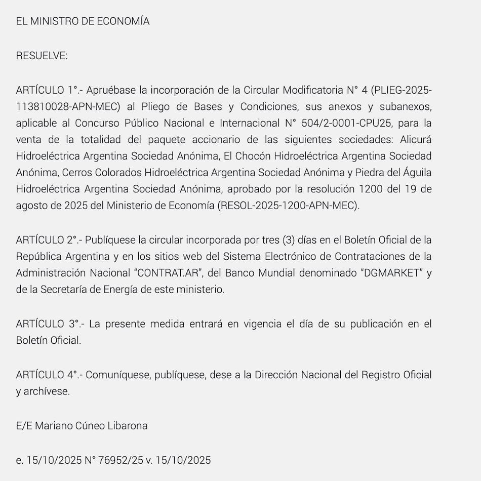 boletín oficial del gobierno de milei