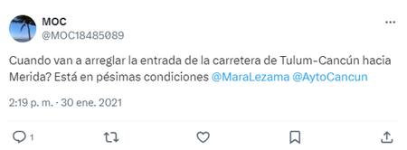 Un usuario ya venía pidiendo por el mantenimiento de la ruta desde el 2021.