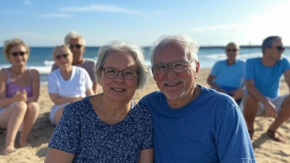 Jubilados en la Costa Atlántica. Foto: Grok.