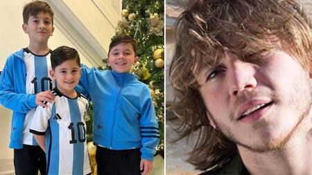 Thiago, Ciro y Mateo Messi con Paulo Londra