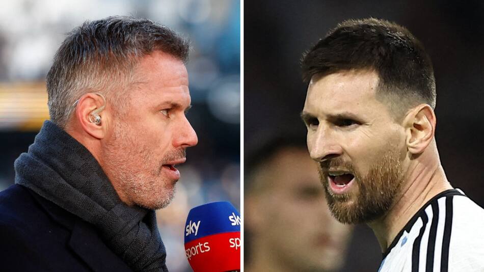 Jamie Carragher y Lionel Messi. Foto: Reuters.