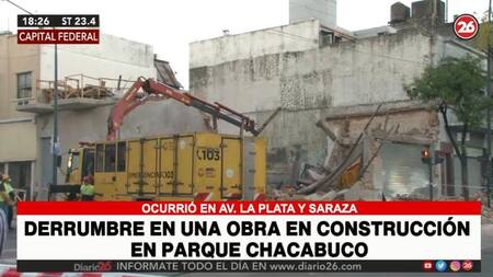 Derrumbe en una obra en construcción en Parque Chacabuco, CANAL 26