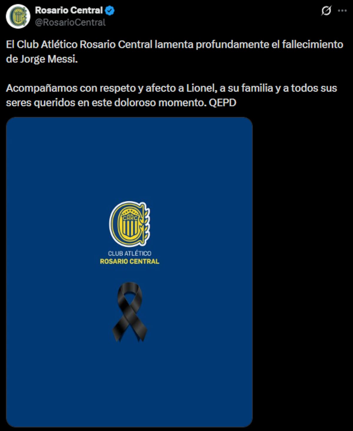 Central despidió a Jorge Messi