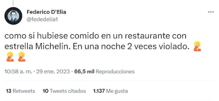 El descargo de Federico D Elia. Foto: Twitter.