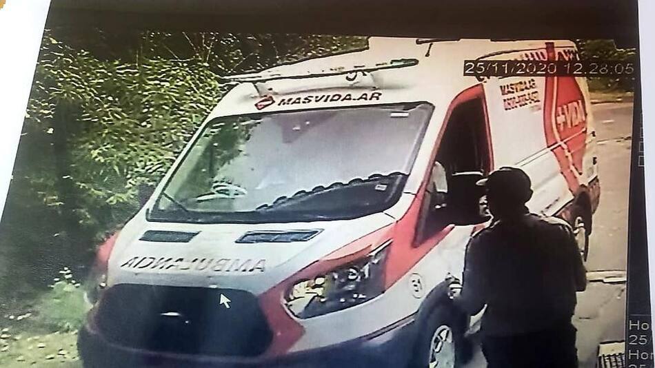 Ambulancia que trasladó a Diego Maradona, captura de pantalla