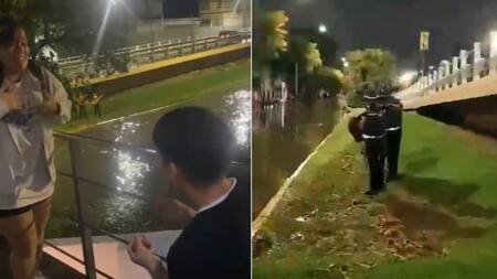 Pedido de casamiento con mariachis en pleno temporal. Foto: Captura de video.