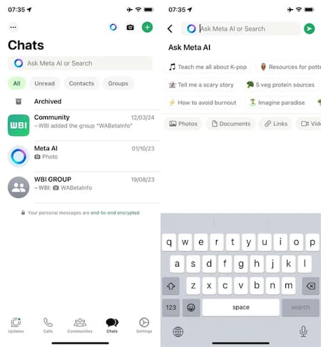 Meta AI, la nueva tecnología de WhatsApp. Foto: NA.