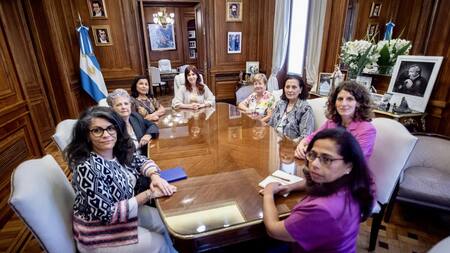 Cristina Kirchner con Comité de Expertas de la OEA. Foto: Telam.