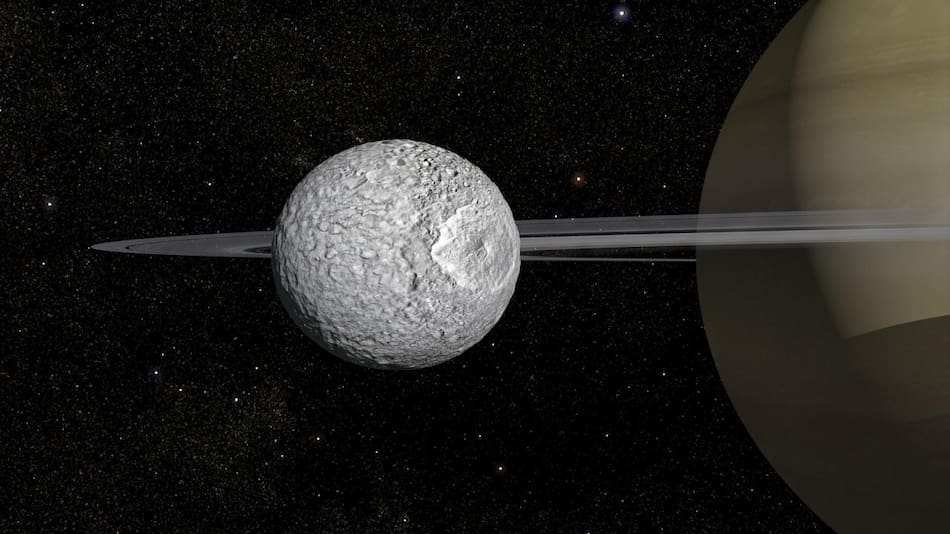 Mimas satélite de Saturno. Foto: EFE