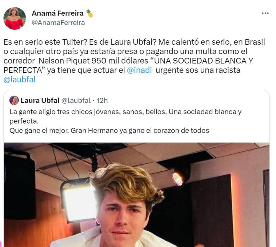 El enojo de Anamá Ferreira. Foto: Twitter.